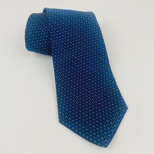 Tommy Hilfiger Navy Blue Textured Dot 100% Silk USA Made Neck Tie, 3.75” width